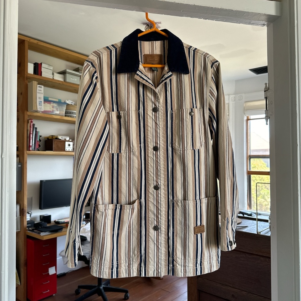 Vintage Beige cream navy blue work / chore jacket by Ralph Lauren.